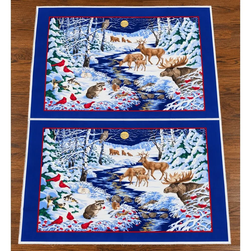 Lot of 3 Christmas Winter Fabric Panels Sewing Teddy Bears Gingerbread Man